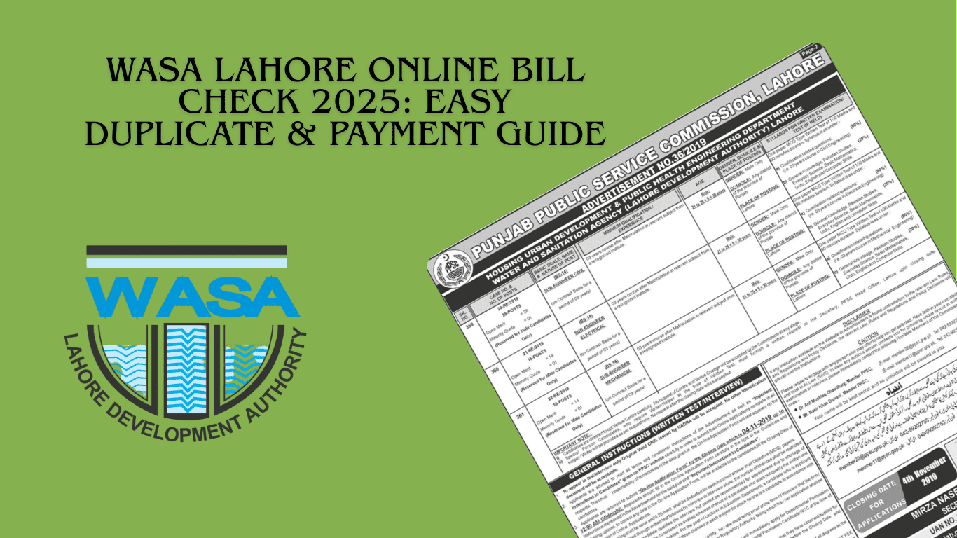 WASA Lahore Online Bill Check 2025 – Quick & Easy Guide to View and Pay Water Bills