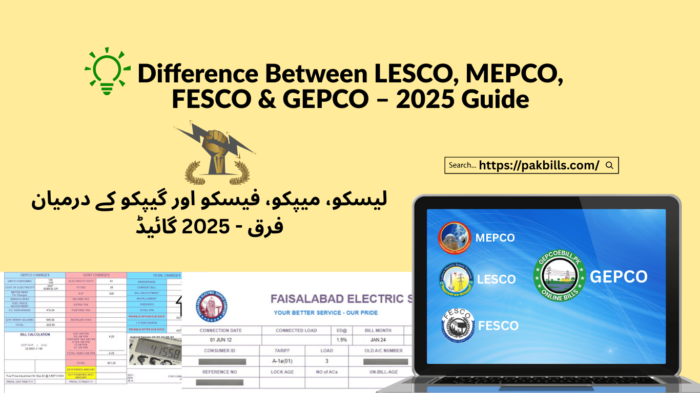 Difference Between LESCO, MEPCO, FESCO & GEPCO – 2025 Guide