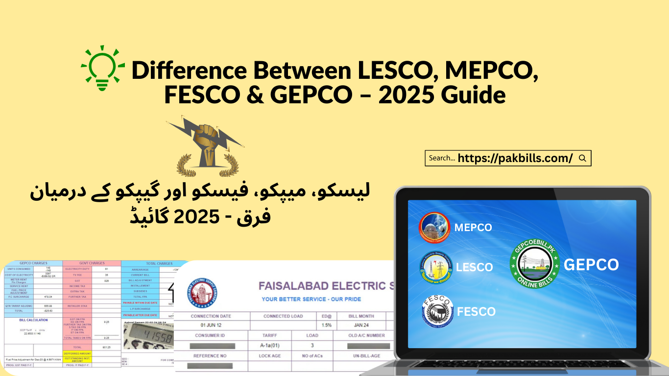 Difference Between LESCO, MEPCO, FESCO & GEPCO – 2025 Guide